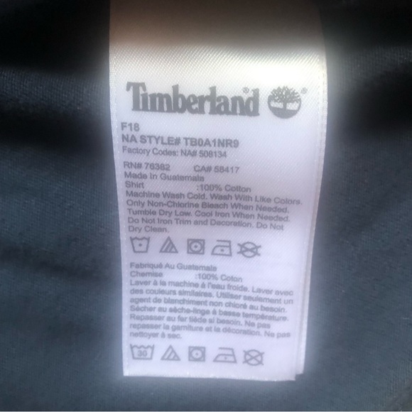 ❤️Timberland T-shirt Men’s Logo Navy/Grey and Brown Size S/P - Picture 5 of 5
